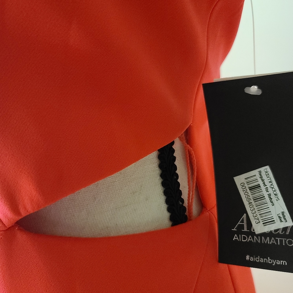 🔥Aidan Mattox Neon Coral Cut-Out Maxi Dress - Picture 7 of 15